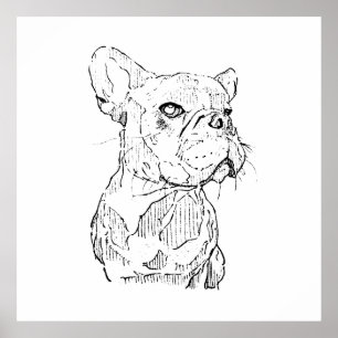 Affiche Dessin mural Bouledogue français, Personnalisé