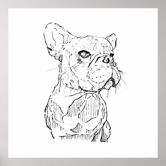 Affiche Dessin mural Bouledogue français, Personnalisé (Devant)