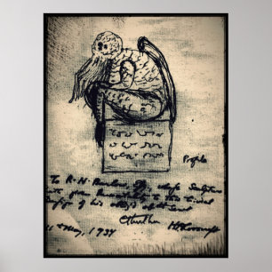 Affiche Dessin original de Cthulhu par HP Lovecraft