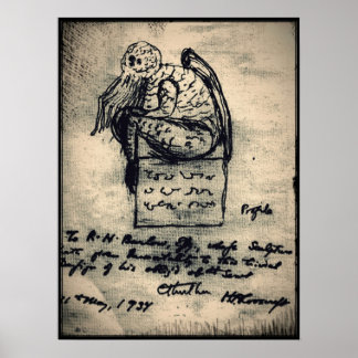 Affiche Dessin original de Cthulhu par HP Lovecraft