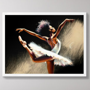 Affiche Dessin Pastel Ballerina Noir