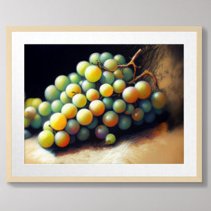 Affiche Dessin Pastel Bunch de Raisins verts encore la vie