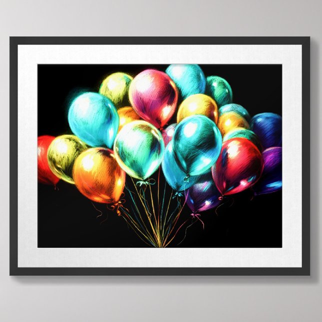 Affiche Dessin pastel Colorful Happy Bouquet de ballons (Créateur téléchargé)
