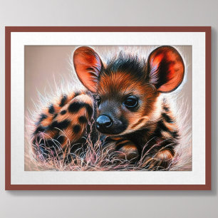 Affiche Dessin Pastel de Baby Hyena