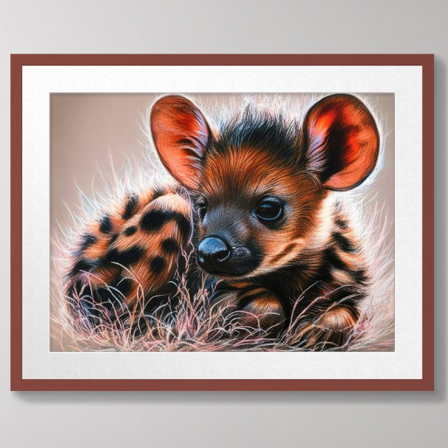 Affiche Dessin Pastel de Baby Hyena (Créateur téléchargé)