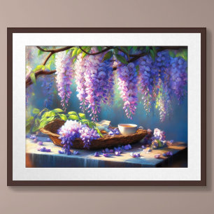 Affiche Dessin pastel de glycine en fleur