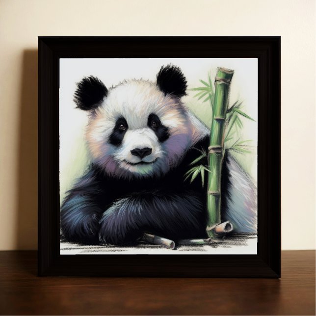 Affiche Dessin pastel de Panda Bear Bamboo (Créateur téléchargé)