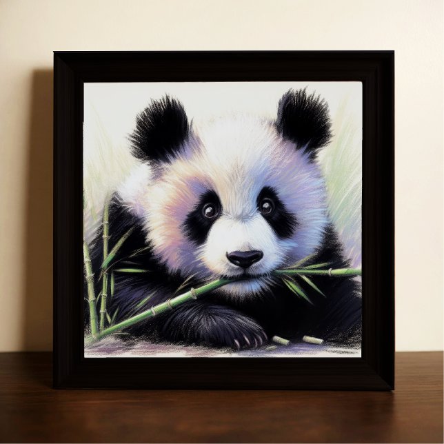 Affiche Dessin pastel de Panda Bear Bamboo II (Créateur téléchargé)