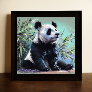 Affiche Dessin pastel de Panda Bear Bamboo III