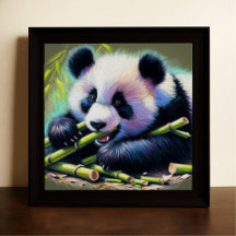 Dessin pastel de Panda Bear Bamboo IV