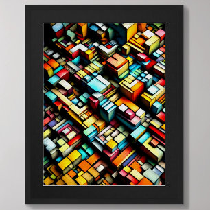 Affiche Dessin Pastel Dimensional Abstrait Vertical
