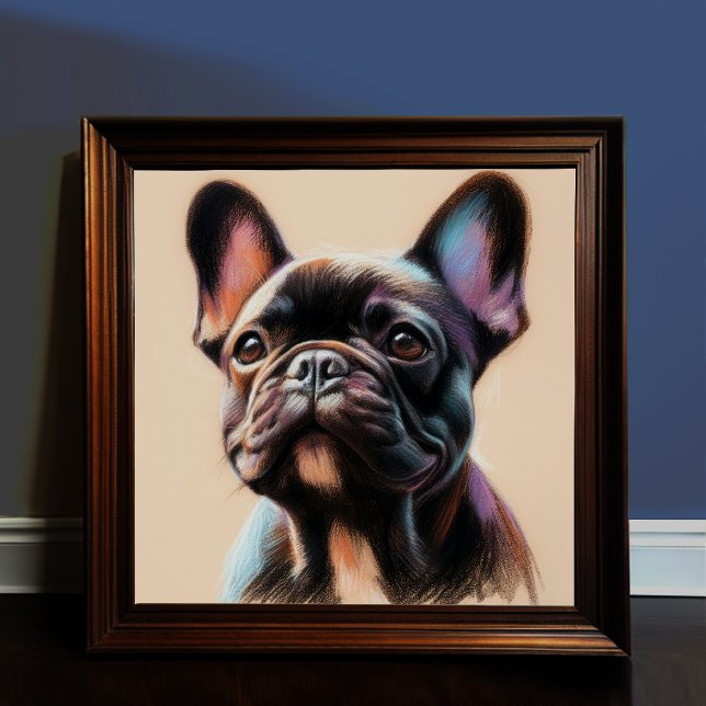 Affiche Dessin pastel d'un Bulldog français (Créateur téléchargé)