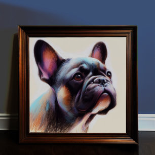 Affiche Dessin pastel d'un Bulldog II français