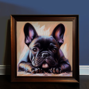 Affiche Dessin pastel d'un Bulldog III français