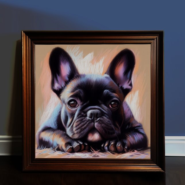 Affiche Dessin pastel d'un Bulldog III français (Créateur téléchargé)