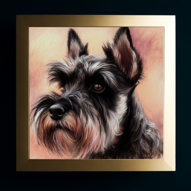Affiche Dessin Pastel d'un chien Schnauzer (Créateur téléchargé)