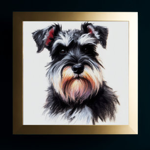 Affiche Dessin Pastel d'un Schnauzer Chien II