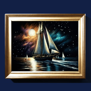 Affiche Dessin Pastel Dur Nuit