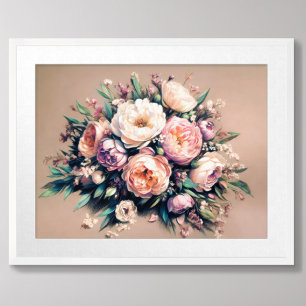 Affiche Dessin pastel Peony Bouquet rose