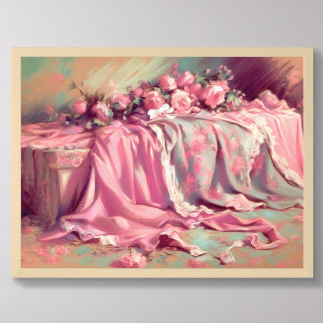 Affiche Dessin pastel Tissu rose et Rose (Créateur téléchargé)
