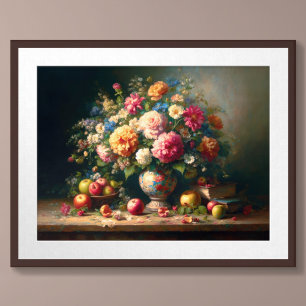 Affiche Dessin pastel Vase de vie morte de fleurs sur la t
