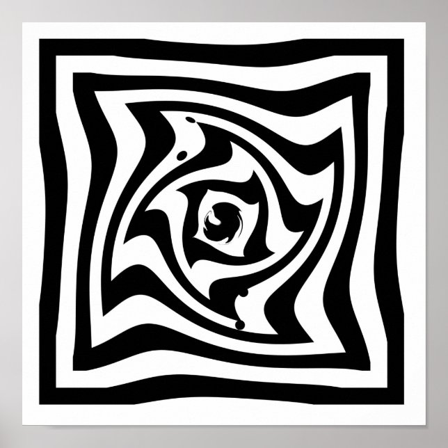 Affiche Dessin psychédélique avec effet d'illusion optique (Devant)