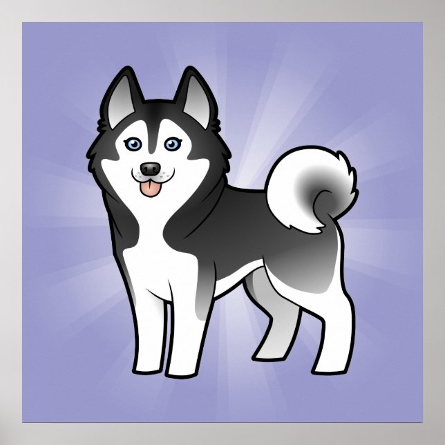 Affiche Dessin Sibérien Husky / Malamute d'Alaska (Devant)