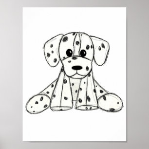 Affiche Dessin simple de contour de chien dalmate rembourr