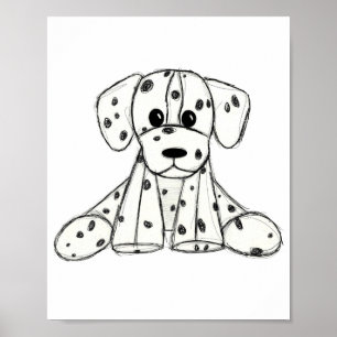 Affiche Dessin simple de contour de chien en peluche dalma