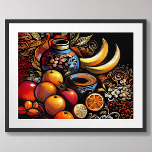Affiche Dessin Stylisé Vase Vase Fruit de vie stable