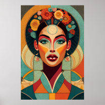 Dessin sur zellige Le visage de la femme sur la mo