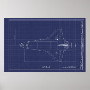 Affiche Dessin technique de découverte de navette spatiale