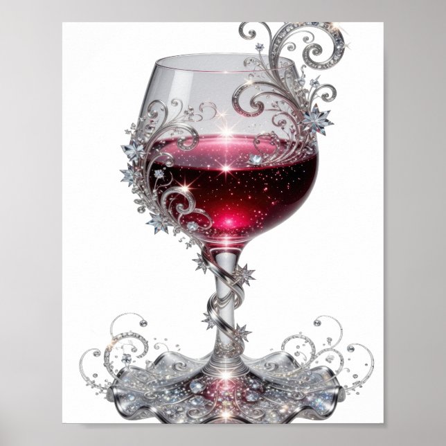 Affiche Dessin VERRE À VIN ROUGE Argent Propre (Devant)