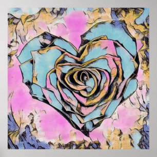 Affiche Dessin Whimsical joli coeur coloré