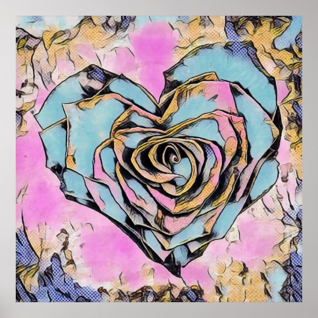 Affiche Dessin Whimsical joli coeur coloré (Devant)