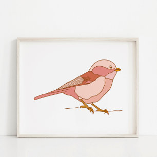 Affiche Dessins charmants d'oiseaux faits à la main