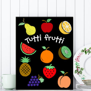 Affiche Dessins de fruits colorés