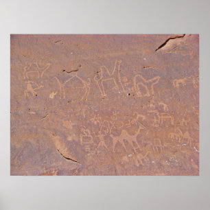 Affiche Dessins préhistoriques gravés dans le désert