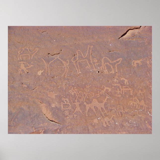 Affiche Dessins préhistoriques gravés dans le désert (Devant)
