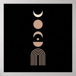 Affiche Dessins simples lunaires géométriques Boho Chic Ae