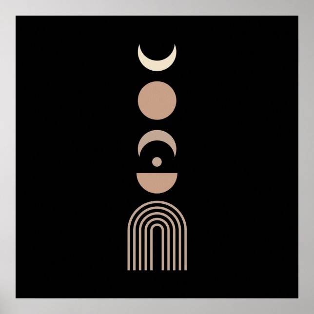 Affiche Dessins simples lunaires géométriques Boho Chic Ae (Devant)