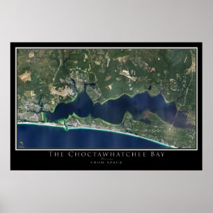 Affiche Destin - Choctawhatchee Bay Florida Carte Satellit