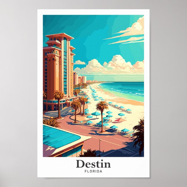 Affiche Destin Florida Voyage Vintage Illustration (Devant)