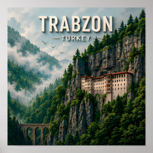 Affiche Destination montagneuse panoramique de Trabzon en
