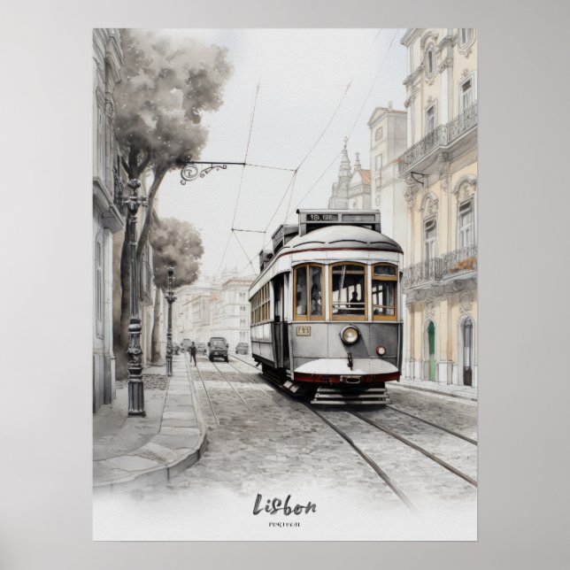 Affiche Destination Voyage Lisbonne Watercolor Wall Art (Devant)