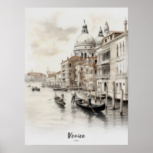 Affiche Destination Voyage Venise Aquarelle Mur Art
