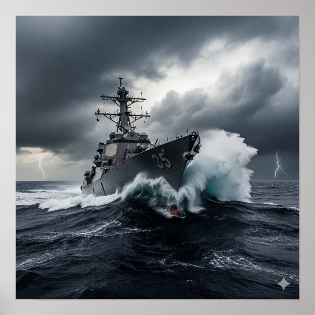 Affiche Destructeur naval dramatique (Devant)