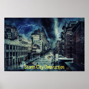 Affiche Destruction de la ville par tempête