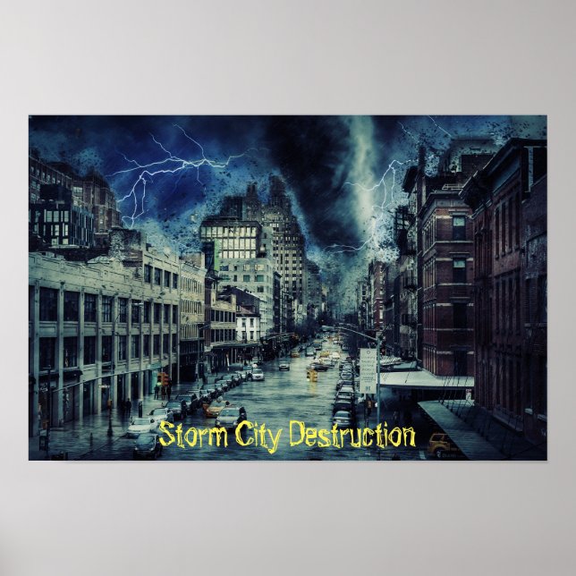 Affiche Destruction de la ville par tempête (Devant)