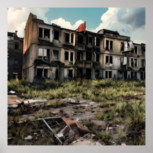 Affiche Destruction post-apocalyptique   Bâtiments abandon